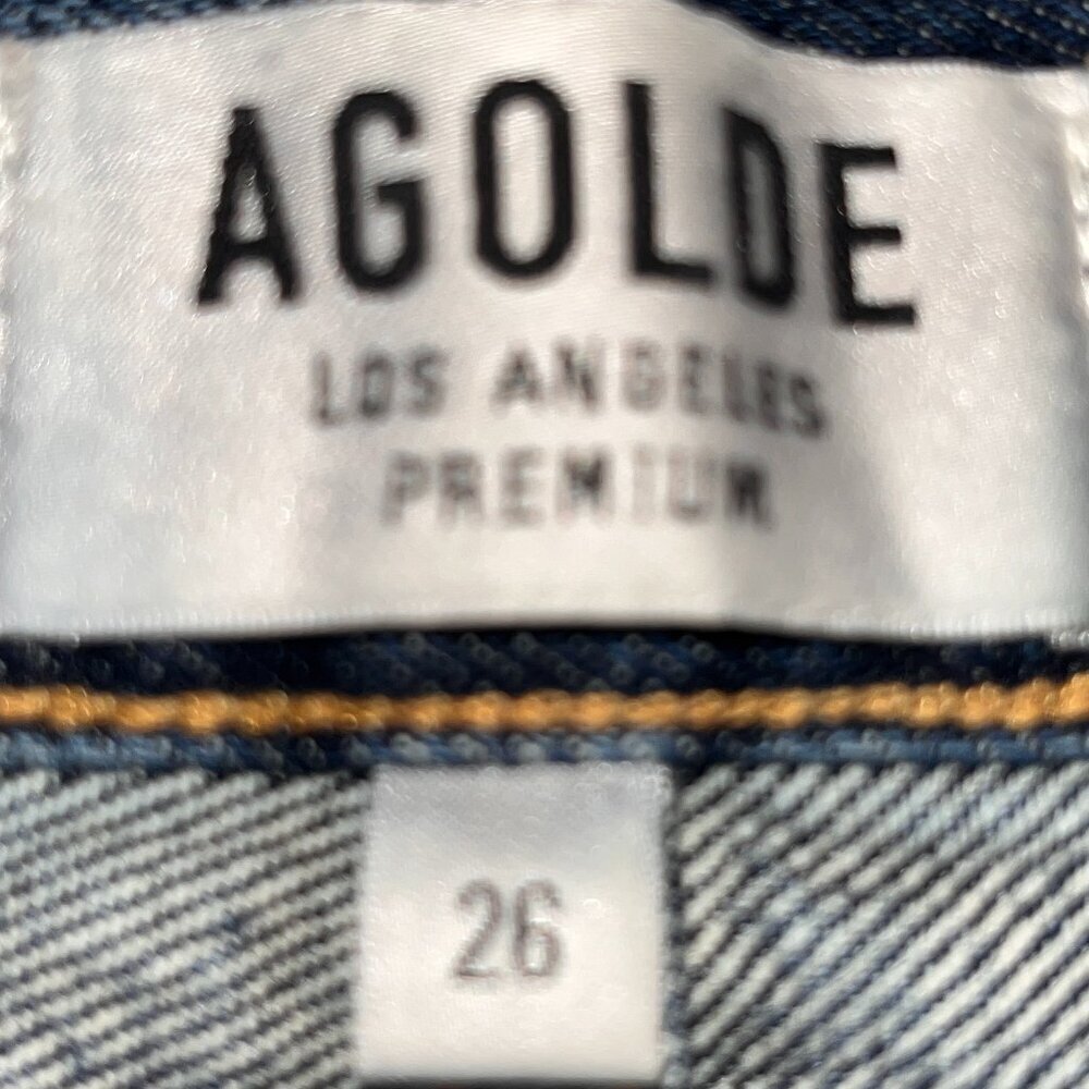 AGOLDE LOS ANGELES PREMIUM PINCH WAIST MADE IN USA DISTRESSED BLOWN KNEE JEANS - Picture 10 of 16